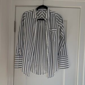 AYR Navy and White Top with wide cuffs